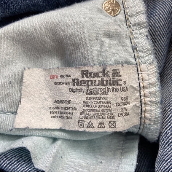 Rock & Republic low rise jeans boot cut blue stretchy denim classic size 28 moto - Picture 8 of 14